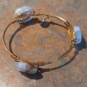 Bourbon & Bowties golden Wire Wrapped Bracelet with Natural Stones